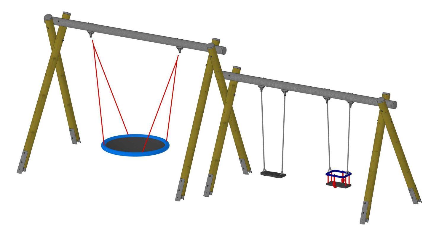 Schaukelbock-Kombination Schaukelbalken Stahlrohr verzinkt